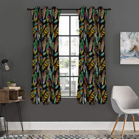 Vintage Feather Pattern Print Curtain