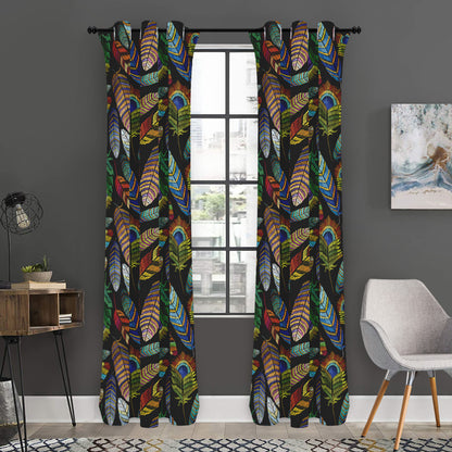 Vintage Feather Pattern Print Curtain