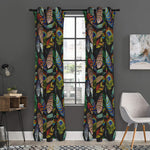 Vintage Feather Pattern Print Curtain