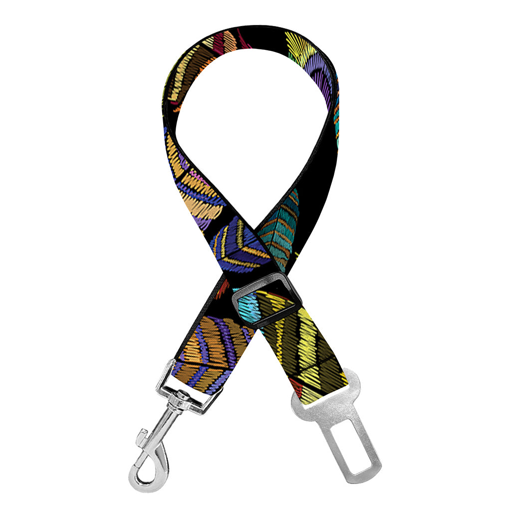Vintage Feather Pattern Print Dog Seat Belt