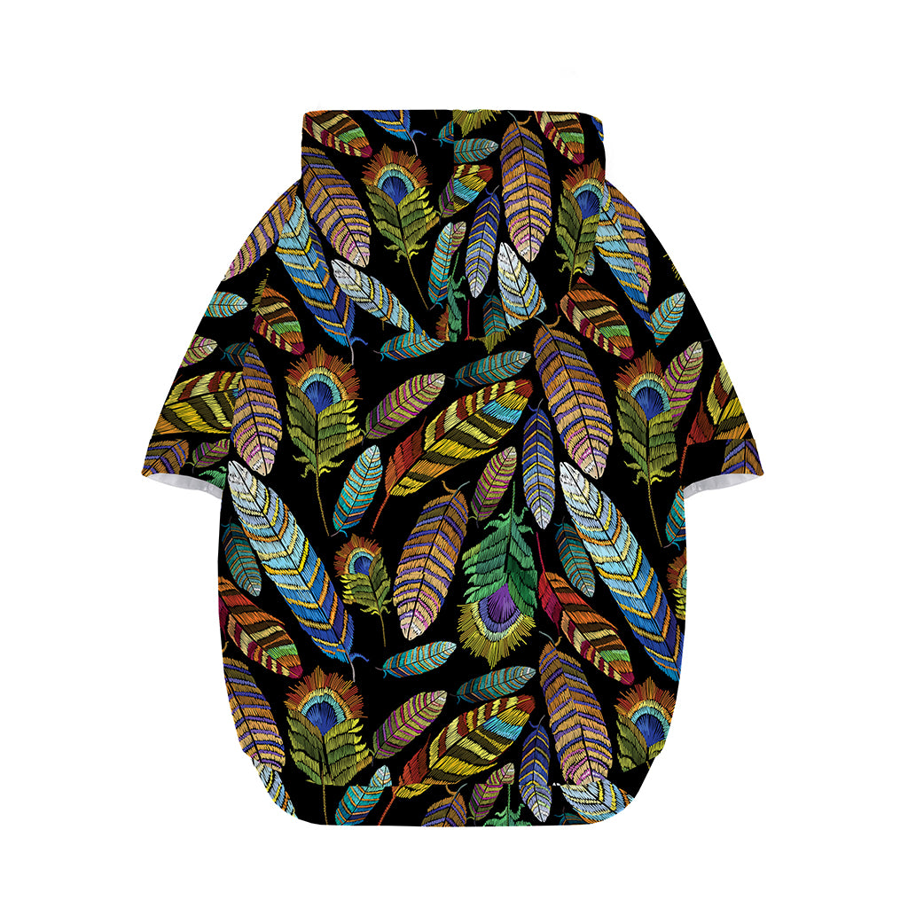 Vintage Feather Pattern Print Dog Zip Up Hoodie