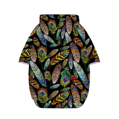 Vintage Feather Pattern Print Dog Zip Up Hoodie