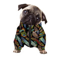 Vintage Feather Pattern Print Dog Zip Up Jacket