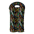 Vintage Feather Pattern Print Double Neoprene Wine Tote