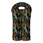 Vintage Feather Pattern Print Double Neoprene Wine Tote