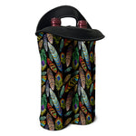 Vintage Feather Pattern Print Double Neoprene Wine Tote