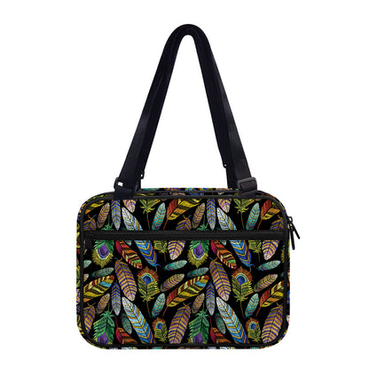 Vintage Feather Pattern Print Double Strap Bible Bag