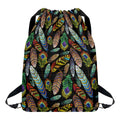 Vintage Feather Pattern Print Drawstring Backpack