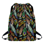Vintage Feather Pattern Print Drawstring Backpack