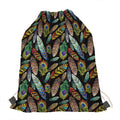 Vintage Feather Pattern Print Drawstring Bag