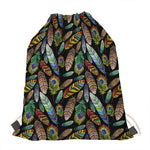 Vintage Feather Pattern Print Drawstring Bag