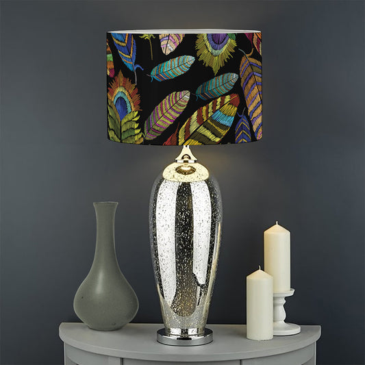 Vintage Feather Pattern Print Drum Lamp Shade
