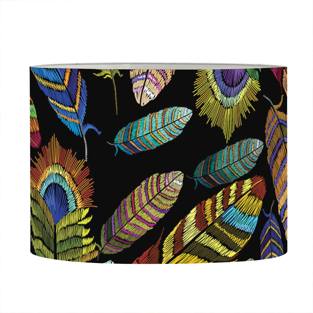 Vintage Feather Pattern Print Drum Lamp Shade