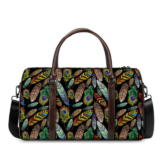 Vintage Feather Pattern Print Duffle Bag