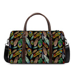 Vintage Feather Pattern Print Duffle Bag