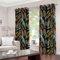 Vintage Feather Pattern Print Extra Wide Grommet Curtains
