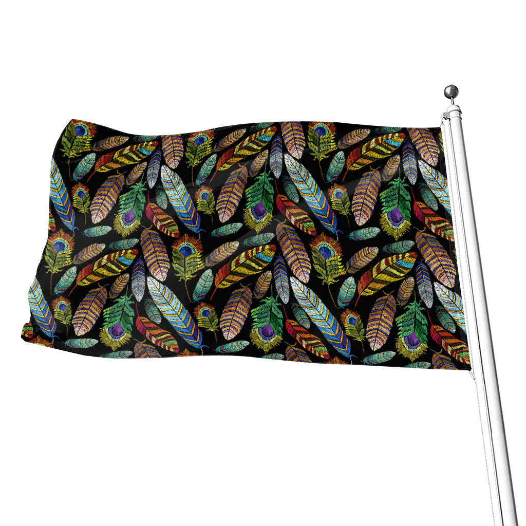 Vintage Feather Pattern Print Flag