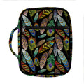 Vintage Feather Pattern Print Front Pocket Bible Bag