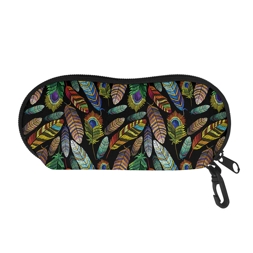 Vintage Feather Pattern Print Glasses Case