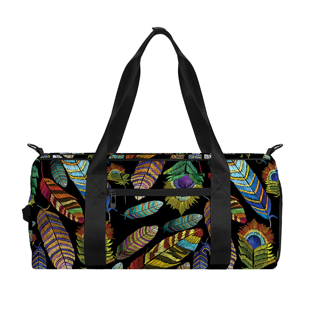 Vintage Feather Pattern Print Gym Bag