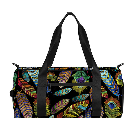 Vintage Feather Pattern Print Gym Bag