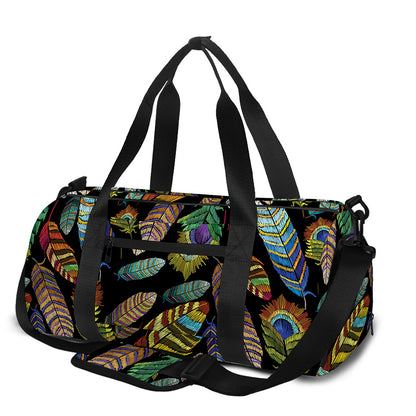 Vintage Feather Pattern Print Gym Bag