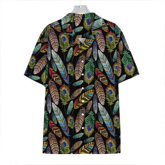 Vintage Feather Pattern Print Hawaiian Shirt