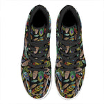 Vintage Feather Pattern Print High Top Leather Sneakers