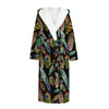 Vintage Feather Pattern Print Hooded Bathrobe