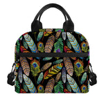 Vintage Feather Pattern Print Insulated Lunch Bag