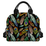 Vintage Feather Pattern Print Insulated Lunch Bag