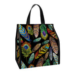 Vintage Feather Pattern Print Insulated Lunch Tote