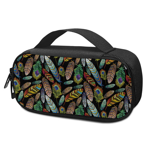 Vintage Feather Pattern Print Insulin Cooler Travel Case