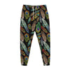 Vintage Feather Pattern Print Jogger Pants