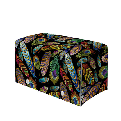 Vintage Feather Pattern Print Leather Tissue Box Cover