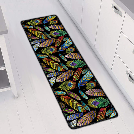 Vintage Feather Pattern Print Long Kitchen Mat