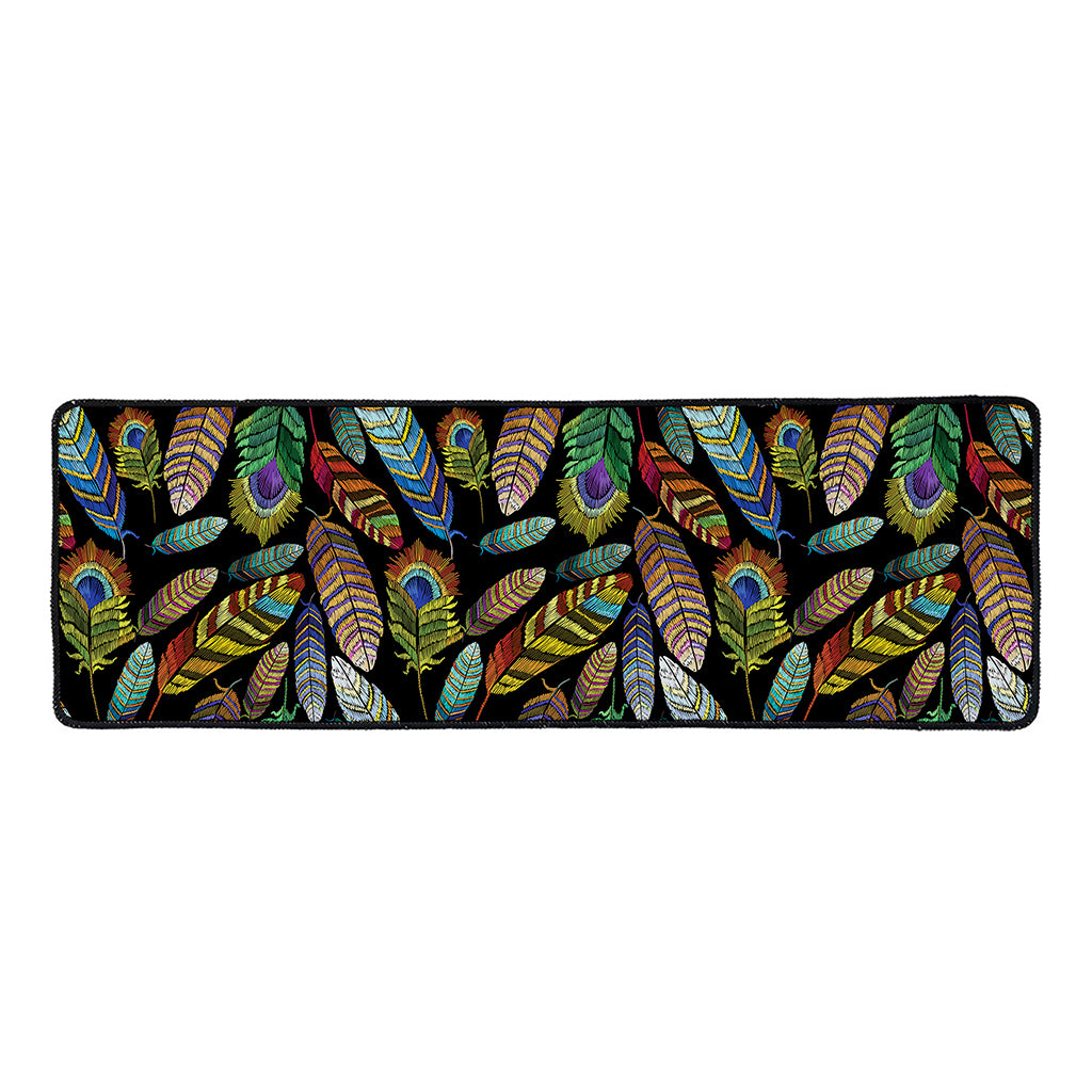Vintage Feather Pattern Print Long Kitchen Mat