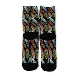 Vintage Feather Pattern Print Long Socks