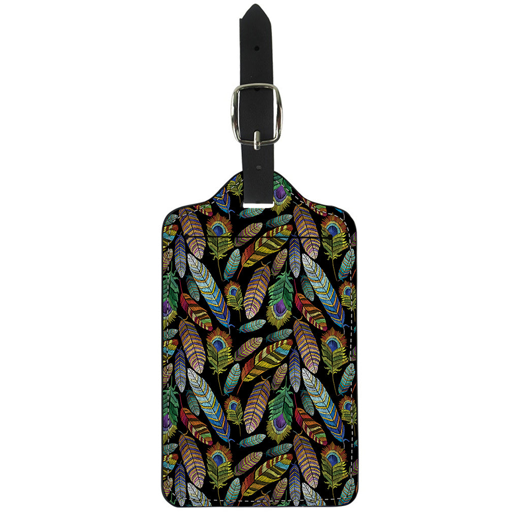 Vintage Feather Pattern Print Luggage Tag