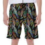 Vintage Feather Pattern Print Men's Beach Shorts