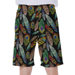 Vintage Feather Pattern Print Men's Beach Shorts