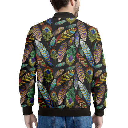 Vintage Feather Pattern Print Men's Bomber Jacket