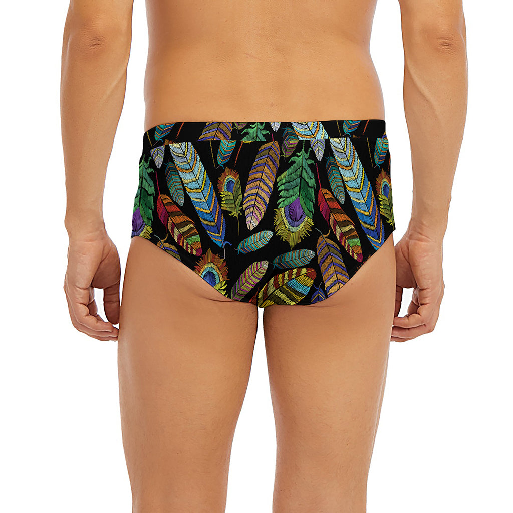 Vintage Feather Pattern Print Men's Briefs