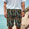 Vintage Feather Pattern Print Men's Cargo Shorts