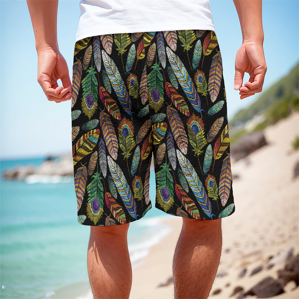 Vintage Feather Pattern Print Men's Cargo Shorts