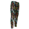 Vintage Feather Pattern Print Men's Compression Pants