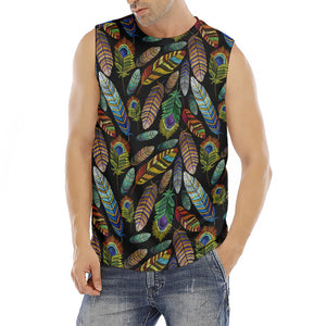 Vintage Feather Pattern Print Men's Fitness Tank Top