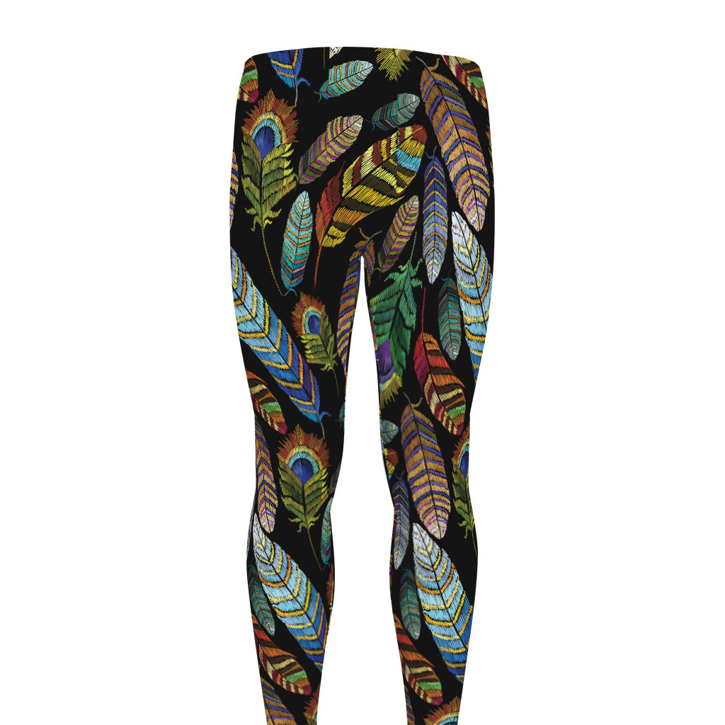 Vintage Feather Pattern Print Men's leggings