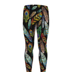 Vintage Feather Pattern Print Men's leggings