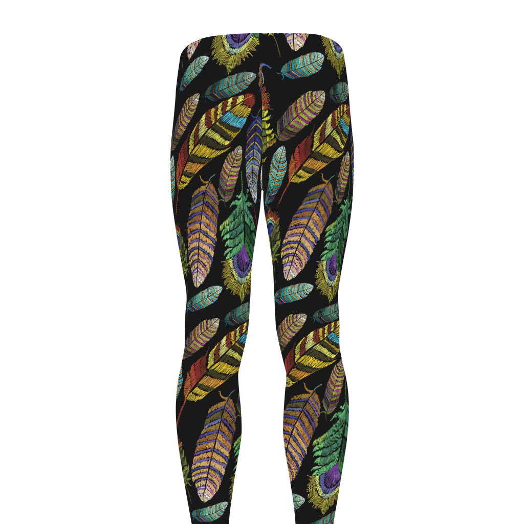 Vintage Feather Pattern Print Men's leggings